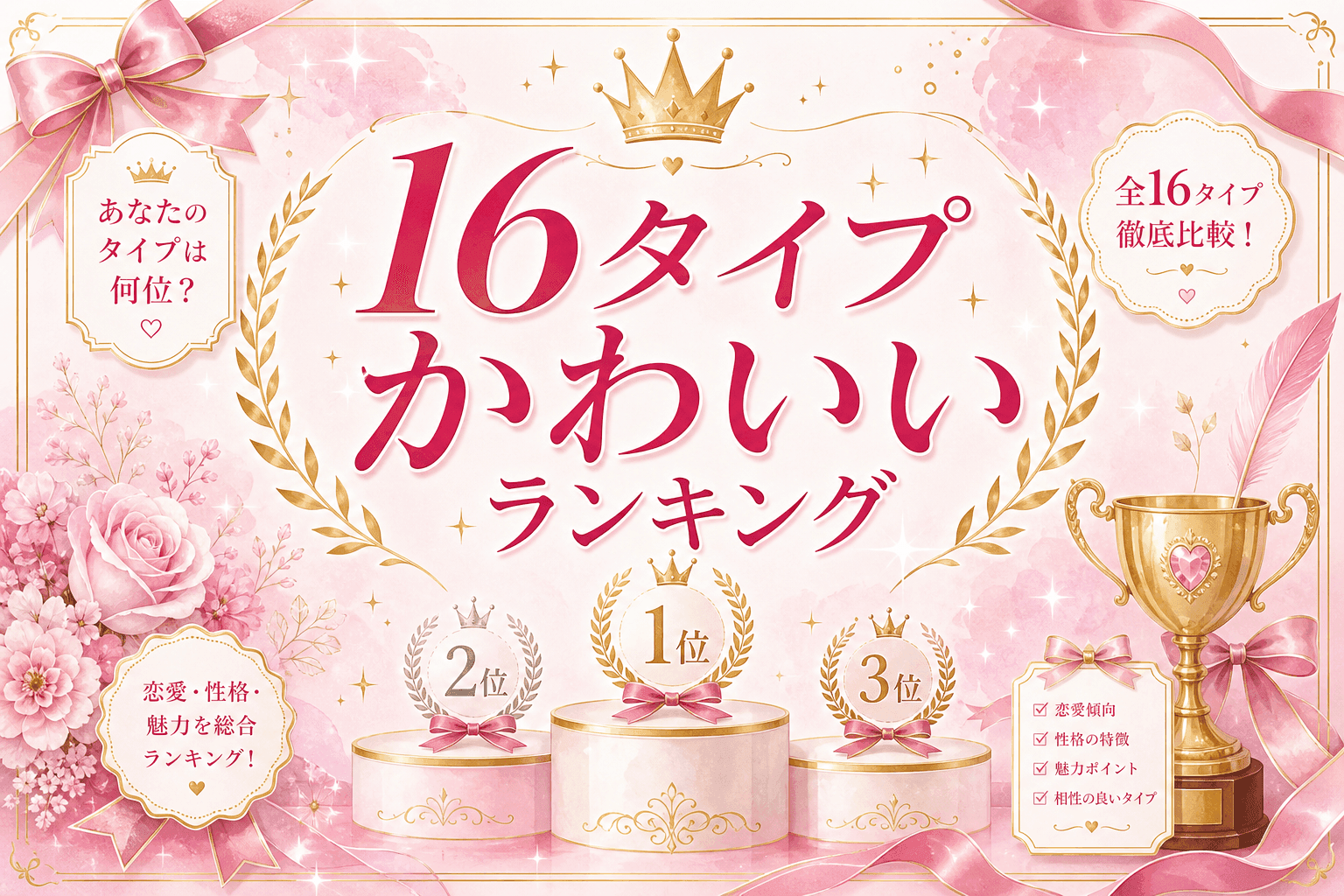 16Personalitiesかわいいランキング|16タイプ別の魅力を比較