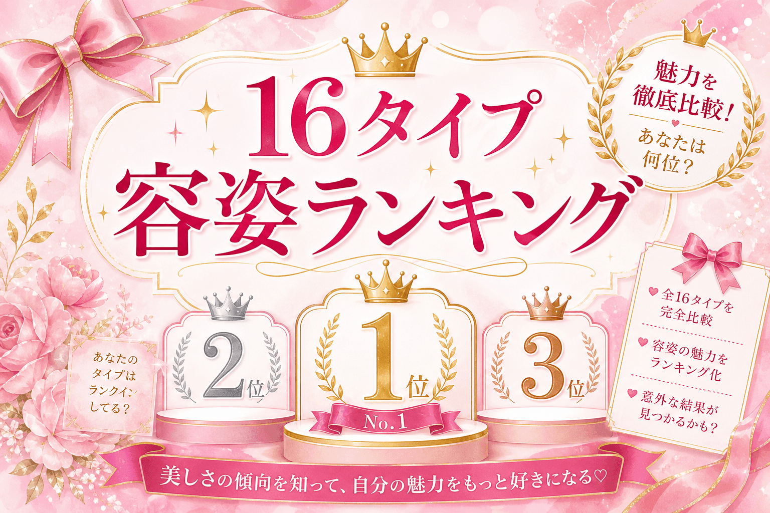 16Personalities容姿ランキング・16タイプ
