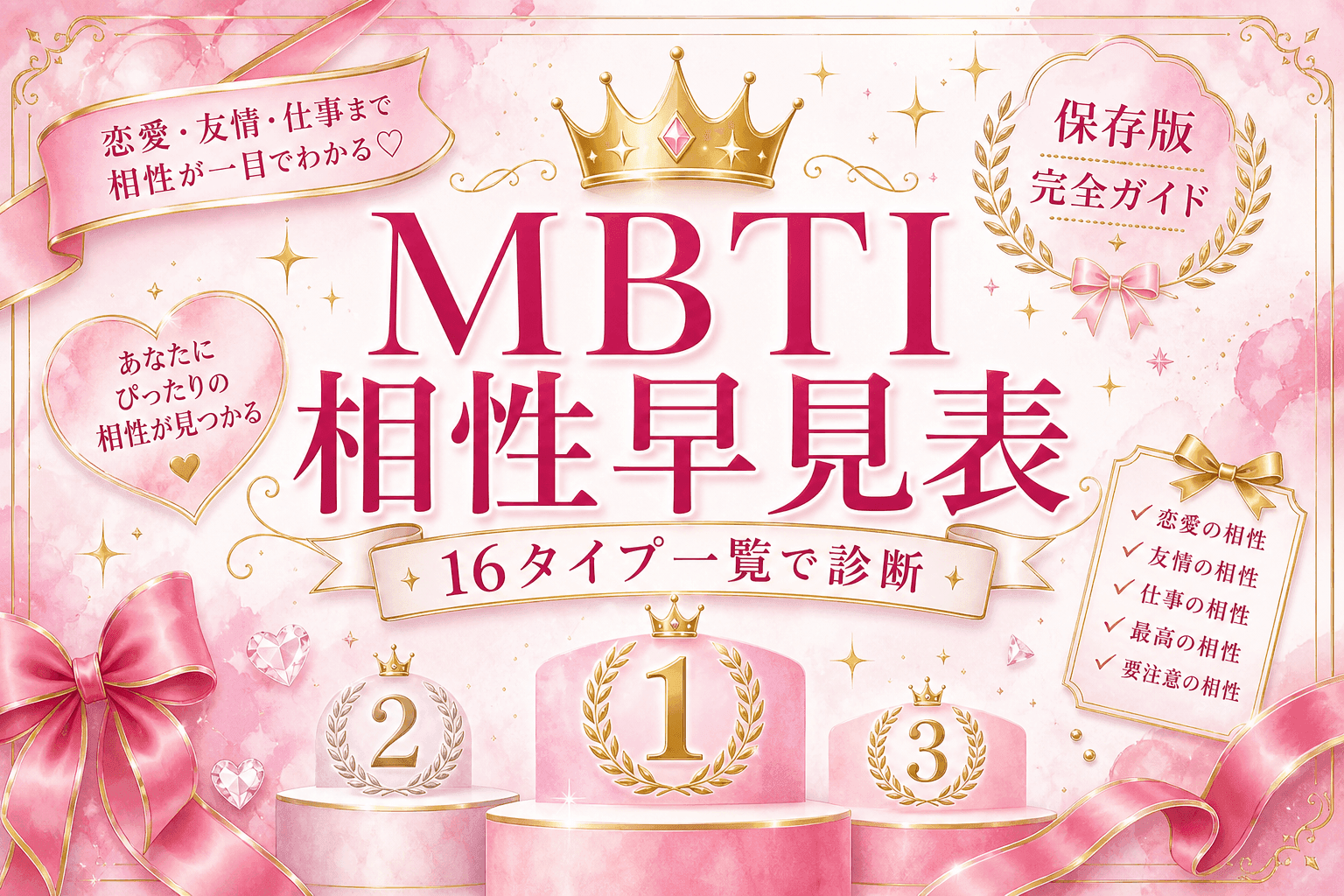 MBTI相性早見表|16タイプ一覧で診断