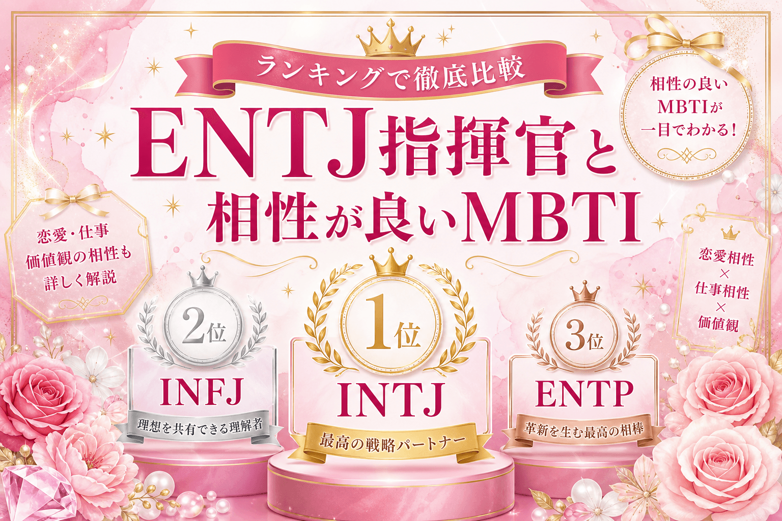 ENTJ相性ランキング全16タイプ｜指揮官と恋愛・仕事の相性を完全解説