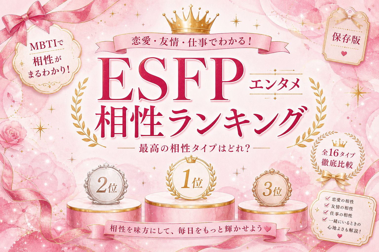 ESFP相性ランキング全16タイプ｜エンターテイナーと恋愛・仕事の相性を完全解説
